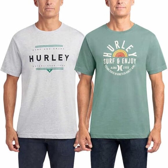 Hurley Men's 2 Pack Classic Graphic Tees - Picture 1 of 5